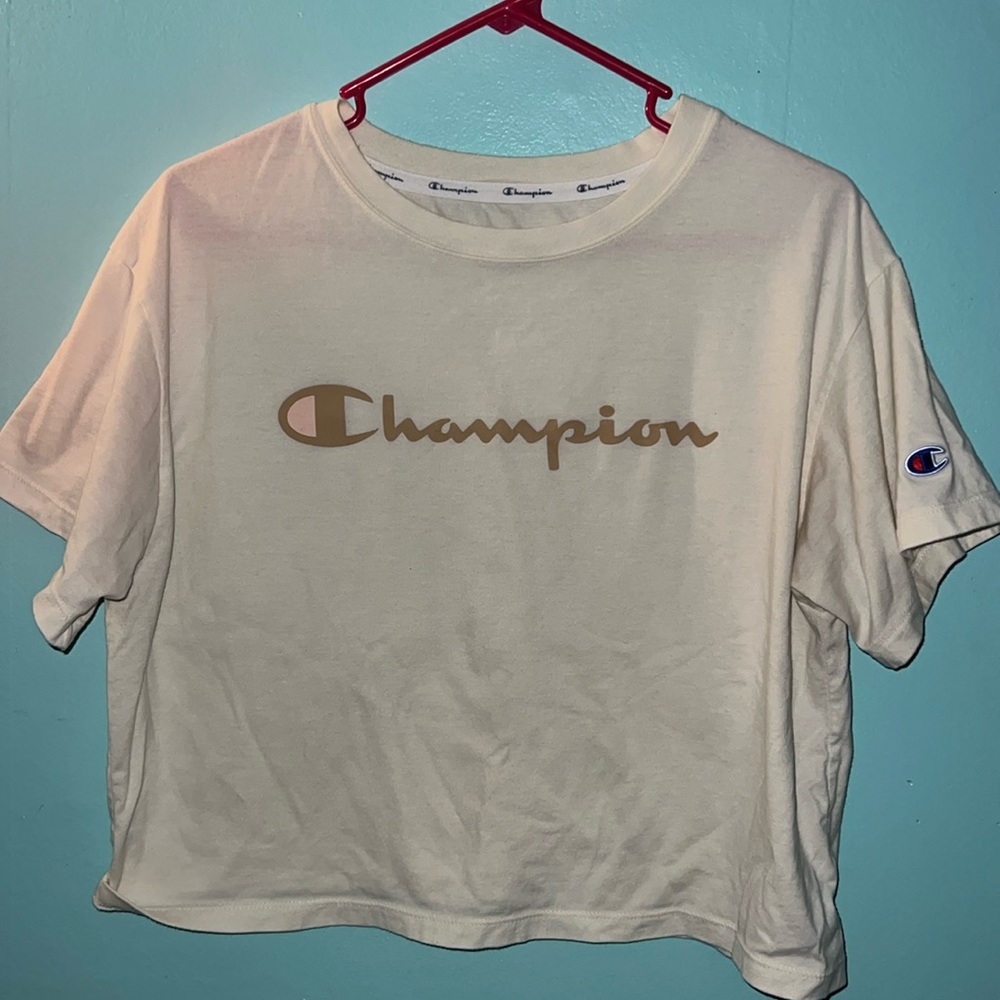 Cream Champion crop top